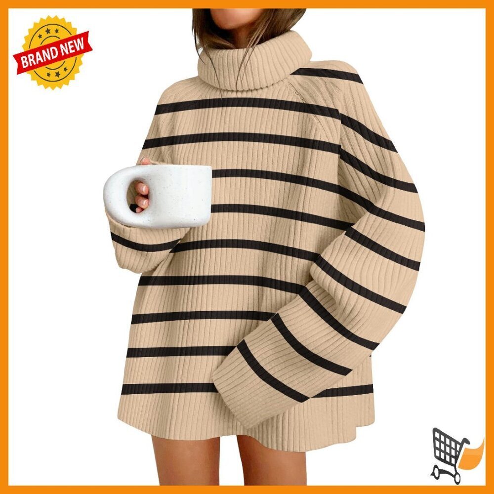 Oversized Turtleneck Chunky Knit Pullover Sweater Women's Fall Winter